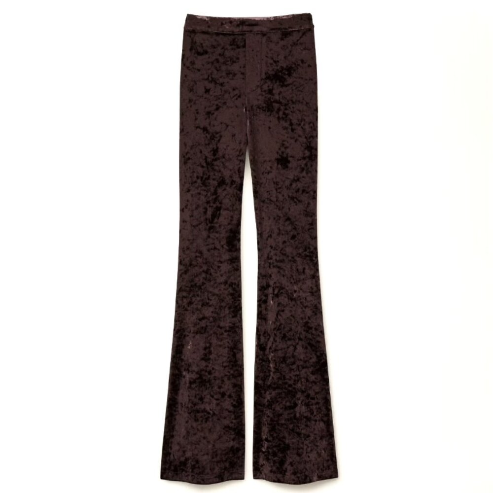 ba&sh Lolita Crushed Velvet Bootcut Flared Bottoms in Brown - Size 34 (NWT)